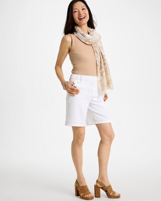 Pull-On Scallop Button Jean Shorts click to view larger image.