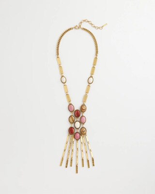 Rhodonite & Jasper Brass Statement Necklace click to view larger image.