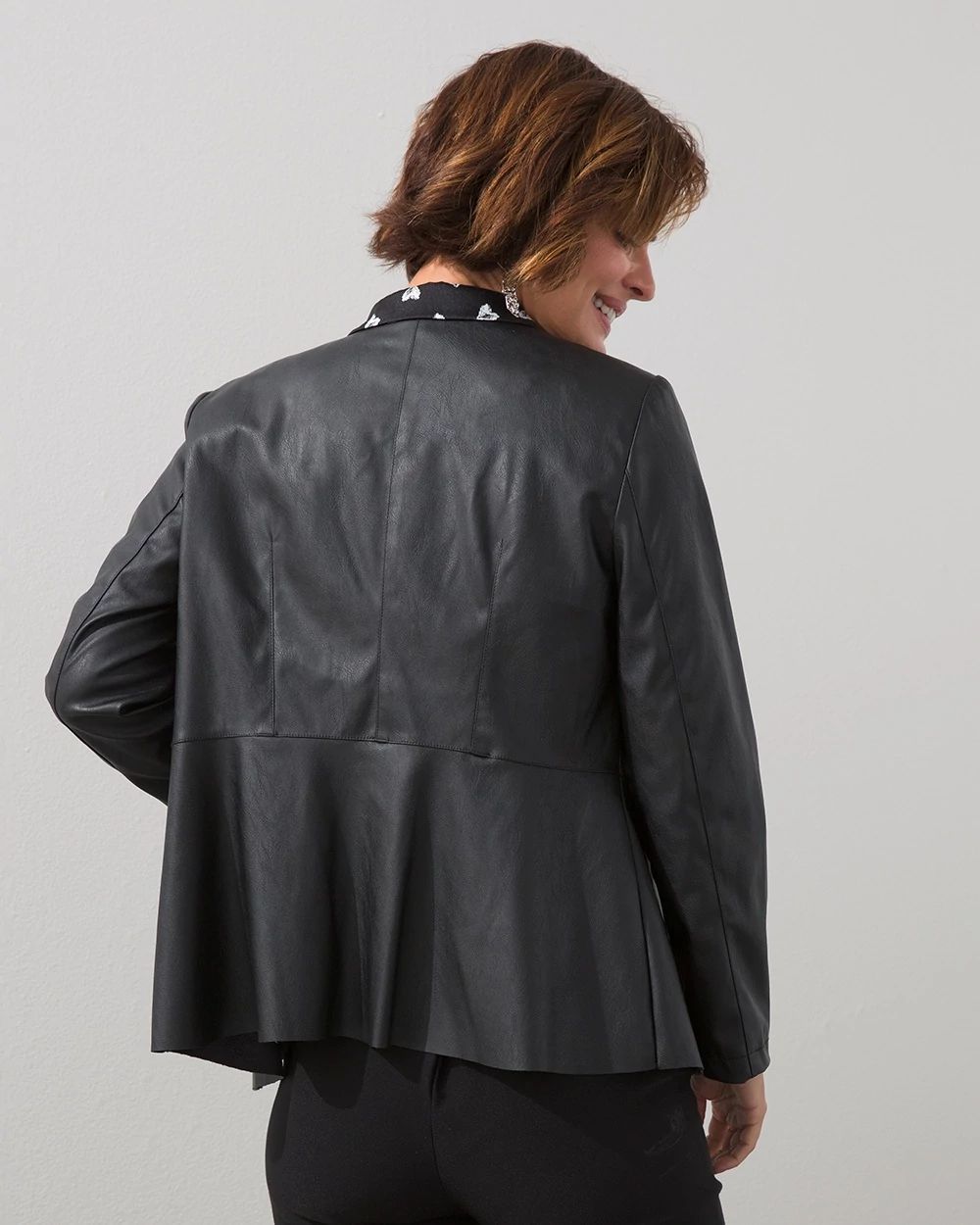 Peplum Faux Leather Jacket