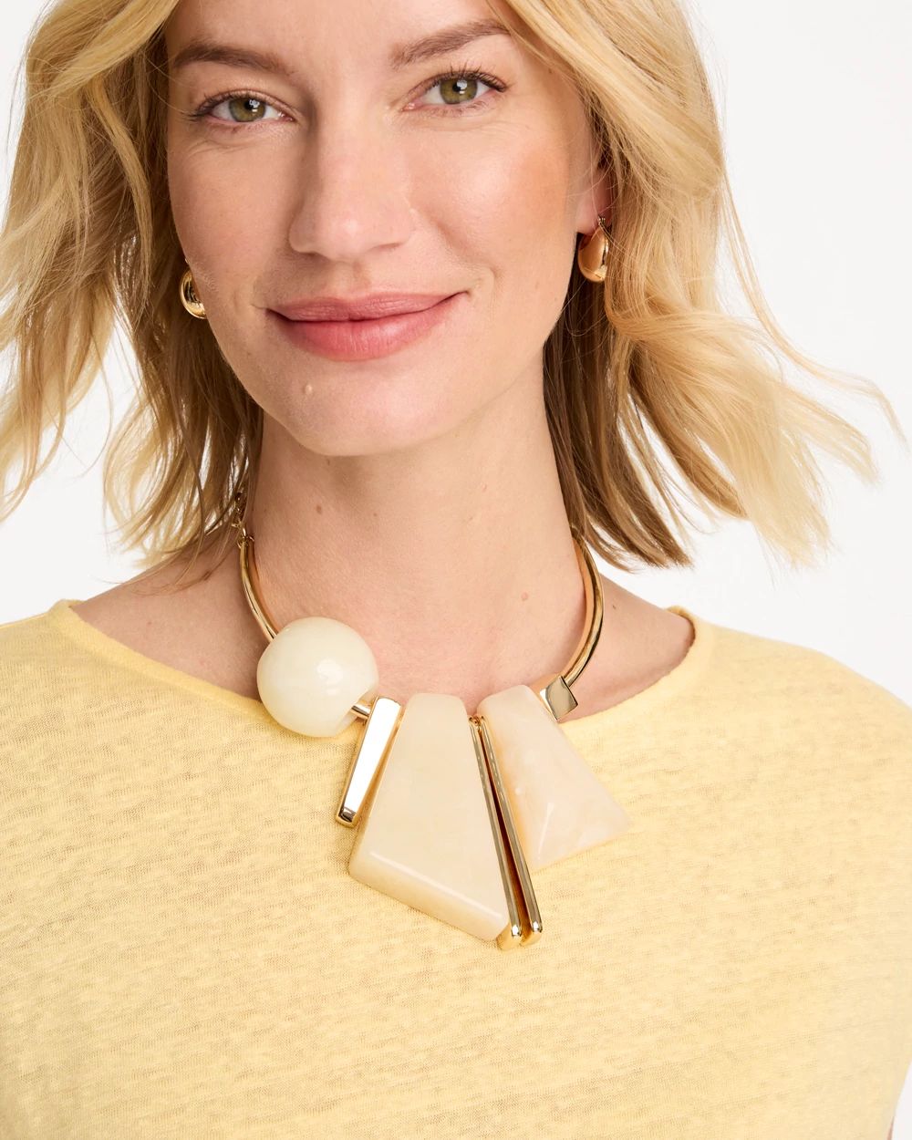 Faux Horn Geo Bib Necklace click to view larger image.