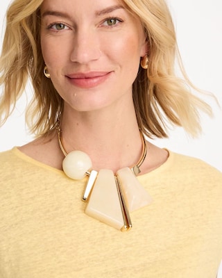 Faux Horn Geo Bib Necklace click to view larger image.