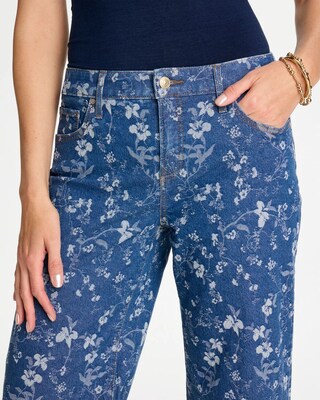 Girlfriend Wide Floral Crop Jeans click to view larger image.
