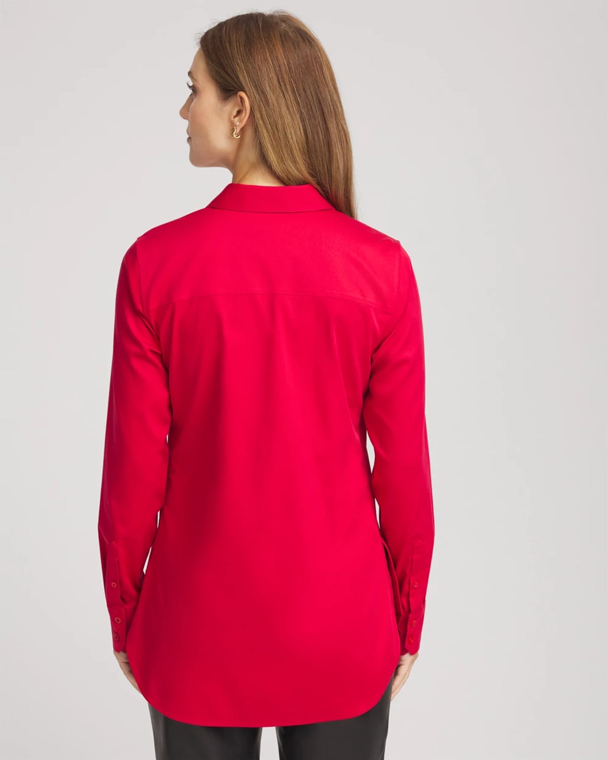Chico's No Iron Peplum Pleated Shirt In Carmine Red In Red