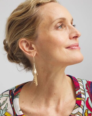 No Droop™ Gold Tone Floral Threader Earrings
