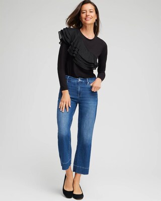 Chiffon Ruffle Detail Knit Tee