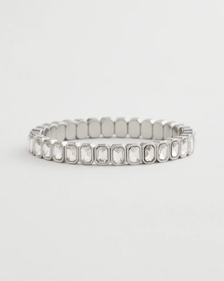 Silvertone Bezel Set Stretch Tennis Bracelet click to view larger image.