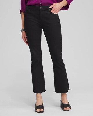 Petite Girlfriend Fray Hem Kick Flare Jeans