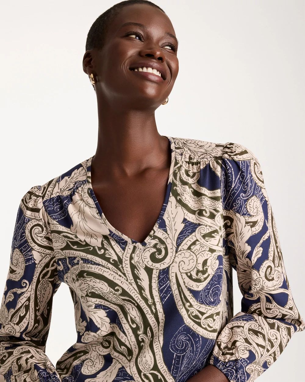 Jersey Knit Poplin-Sleeved Top click to view larger image.