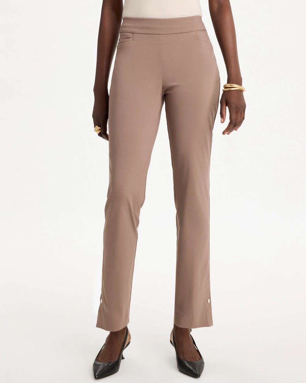 Brigitte™ Slim Button Hem Pants click to view larger image.