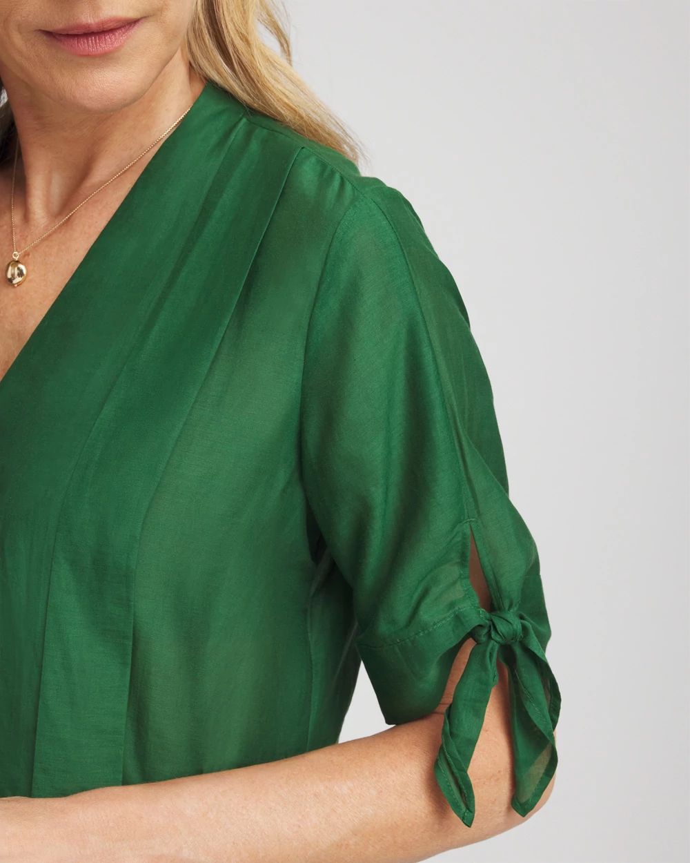 Cotton Voile & Silk Pleated Blouse click to view larger image.