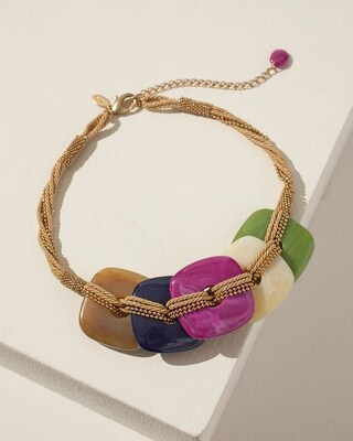 Painted Resin Bib Necklace