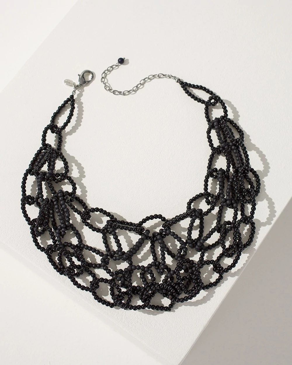Black Beaded Multistrand Necklace