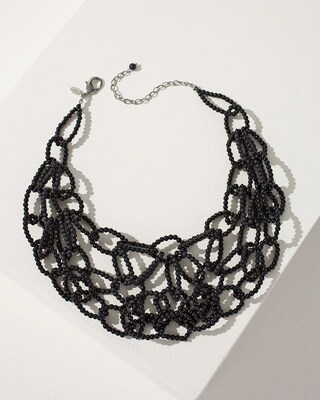 Black Beaded Multistrand Necklace