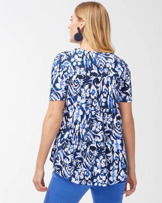 Coastal Print Linen Tiered A-Line Tee