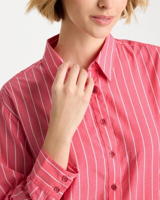 Cotton Voile Collared Striped Shirt click to view larger image.