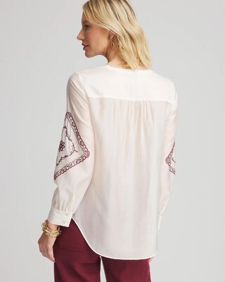 Tencel-Blend Embroidered Blouse click to view larger image.