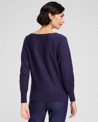 Purple Textured Floral Pullover Sweater