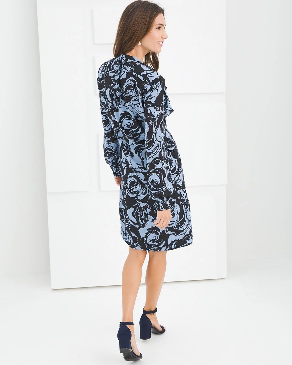 Black Label Floral Ruffle Dress