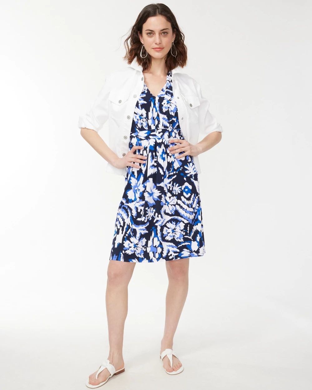 Print Pleated Short Dress