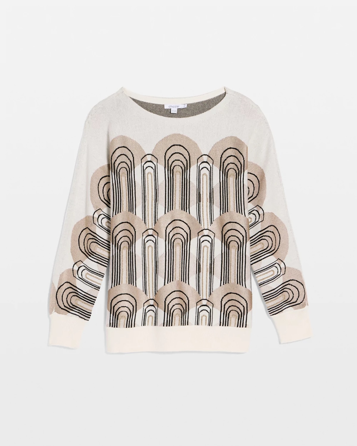 Chico's Art Deco Dolman Pullover Sweater In Cream In Multi