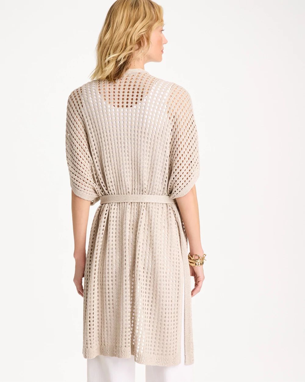 Crochet Knit Belted Ruana click to view larger image.