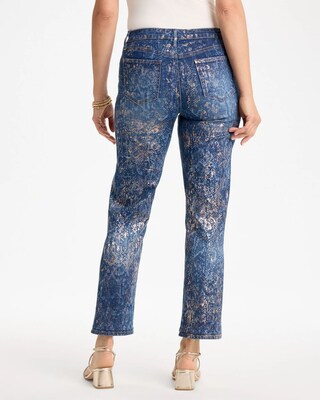 Foiled Snake Girlfriend Straight Ankle Jeans click to view larger image.