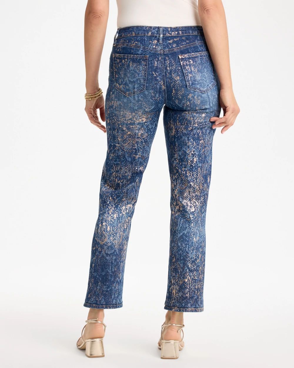 Foiled Snake Girlfriend Straight Ankle Jeans click to view larger image.