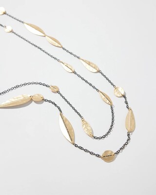 Gold Tone Leaf Multistrand Necklace