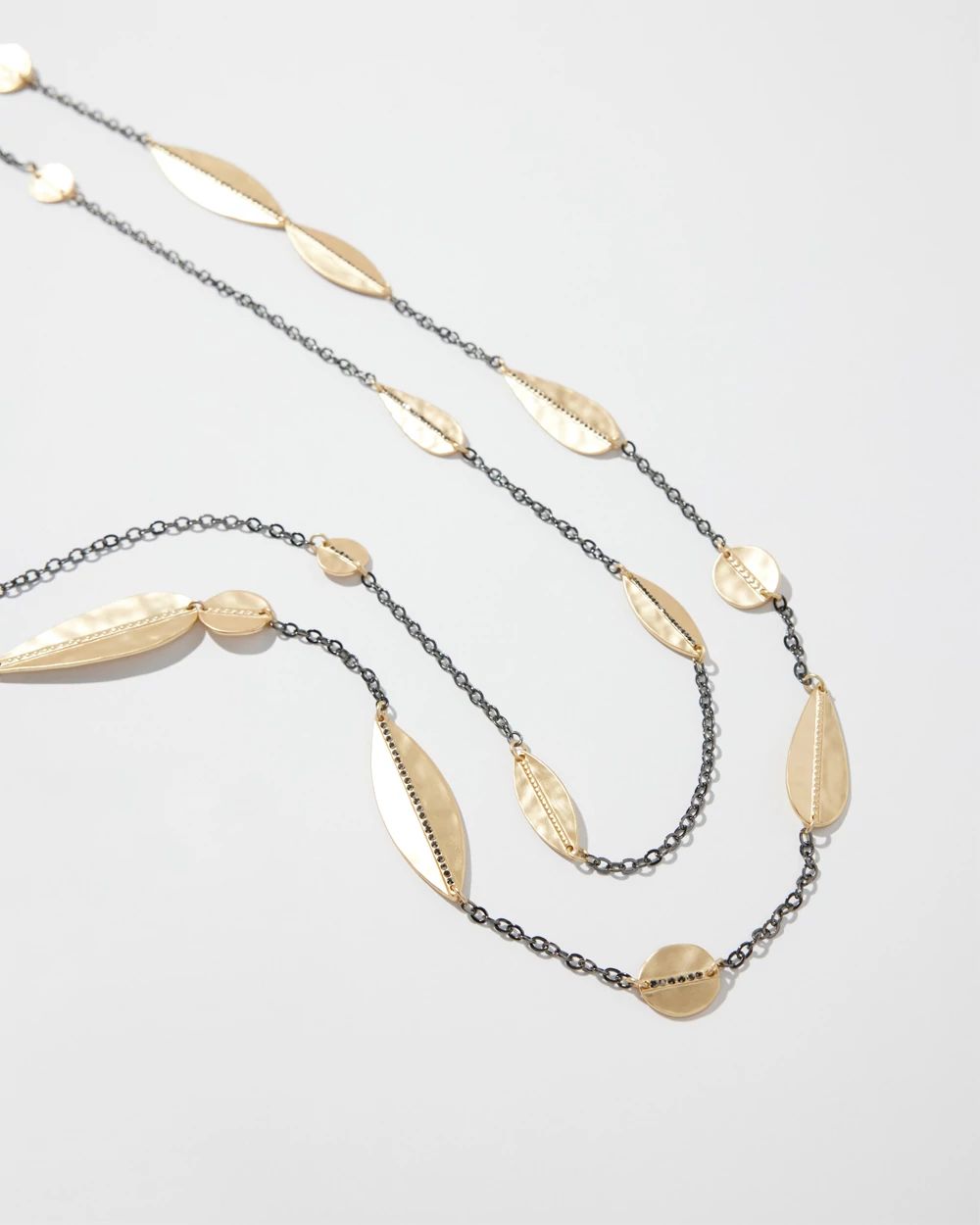 Gold Tone Leaf Multistrand Necklace