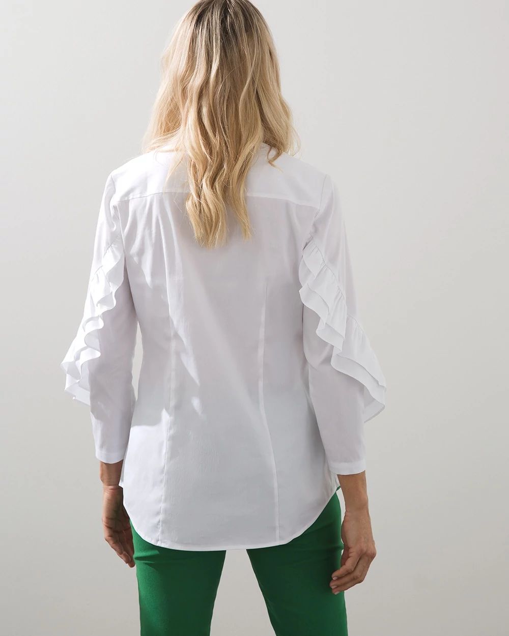 Poplin Ruffle Sleeve Shirt