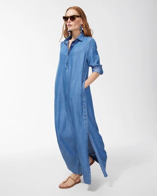 Tencel Side Button Maxi Shirt Dress