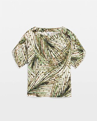 Palm-Frond-Motif Jersey Dolman Tee click to view larger image.