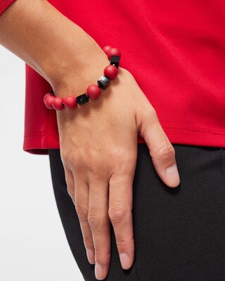 Matte Red Square Stretch Bracelet