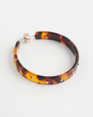 Tortoise Resin Hoop Earrings click to view larger image.