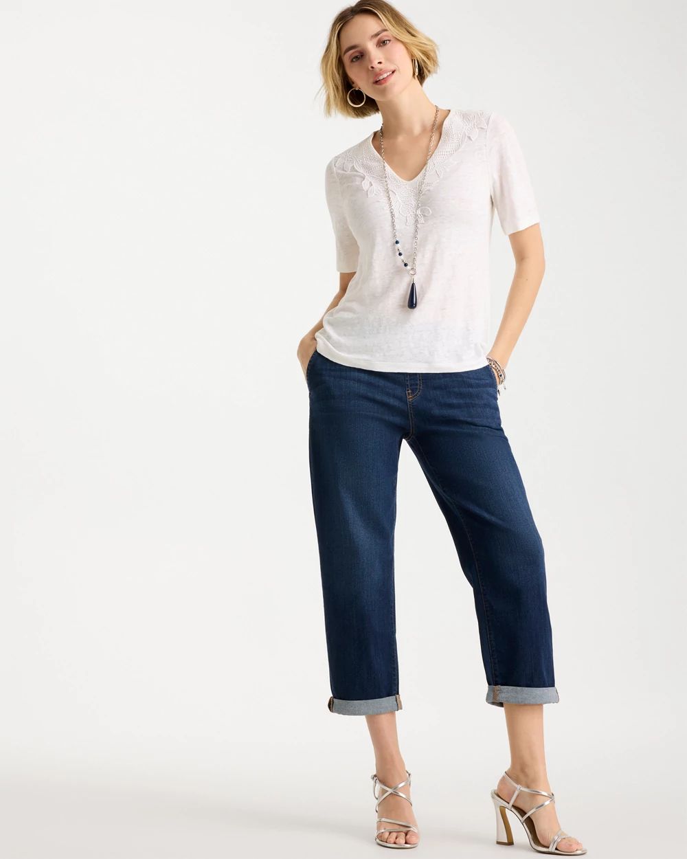 Flora Lace V-Neck Tee click to view larger image.