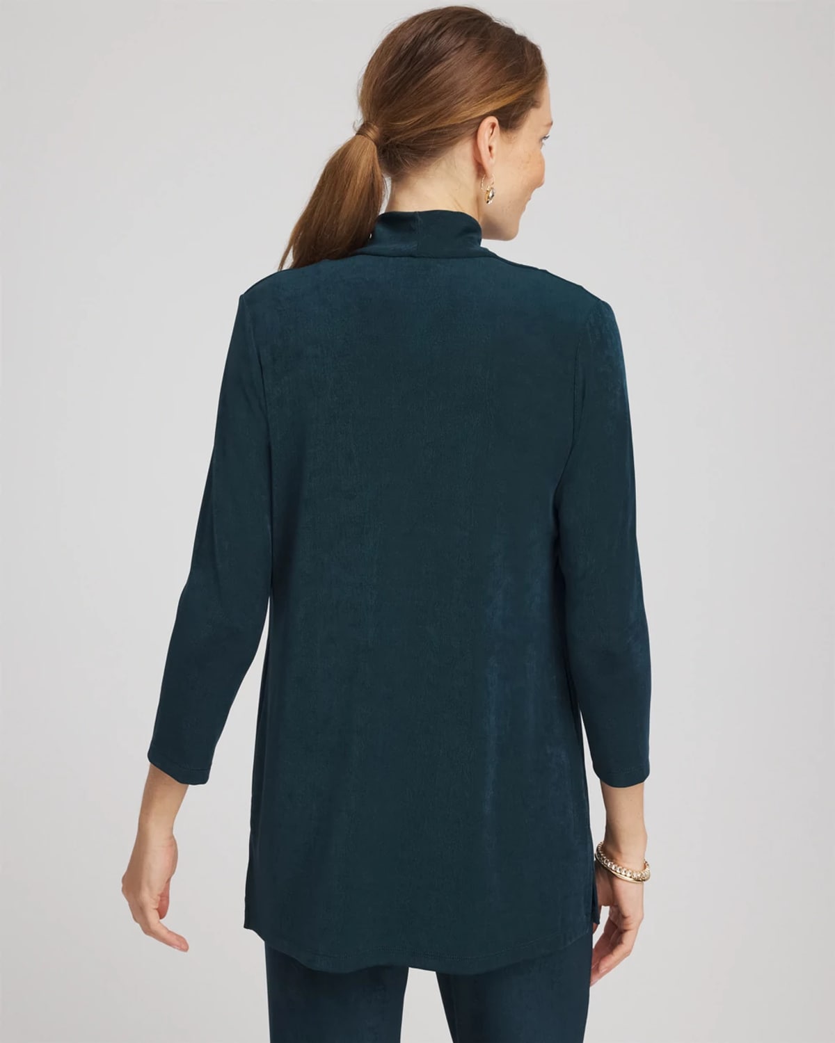 Chico's Travelers™ Long Knit Jacket In Teal Shadow