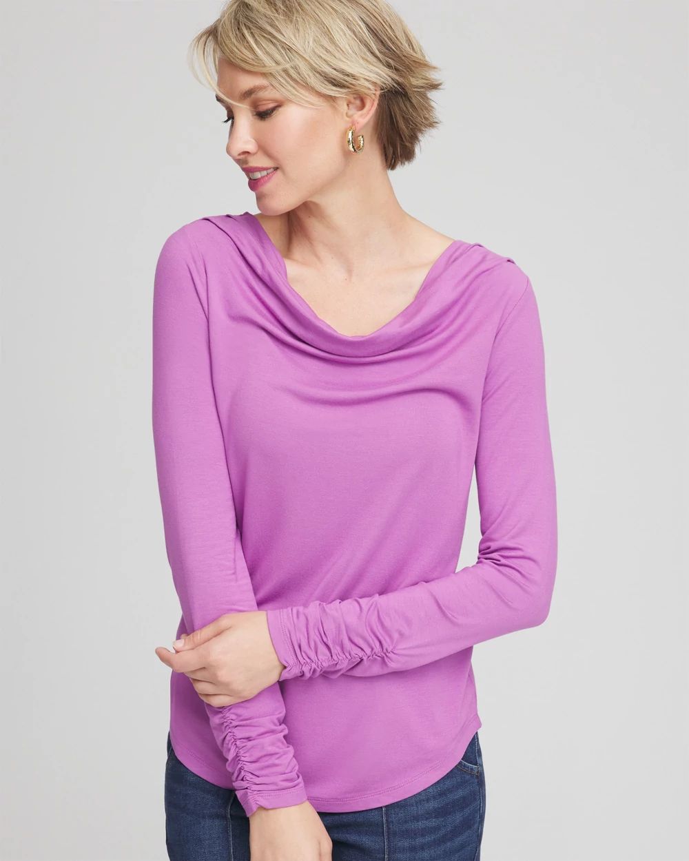 Touch of Cool™ Long-Sleeved Cowlneck Tee