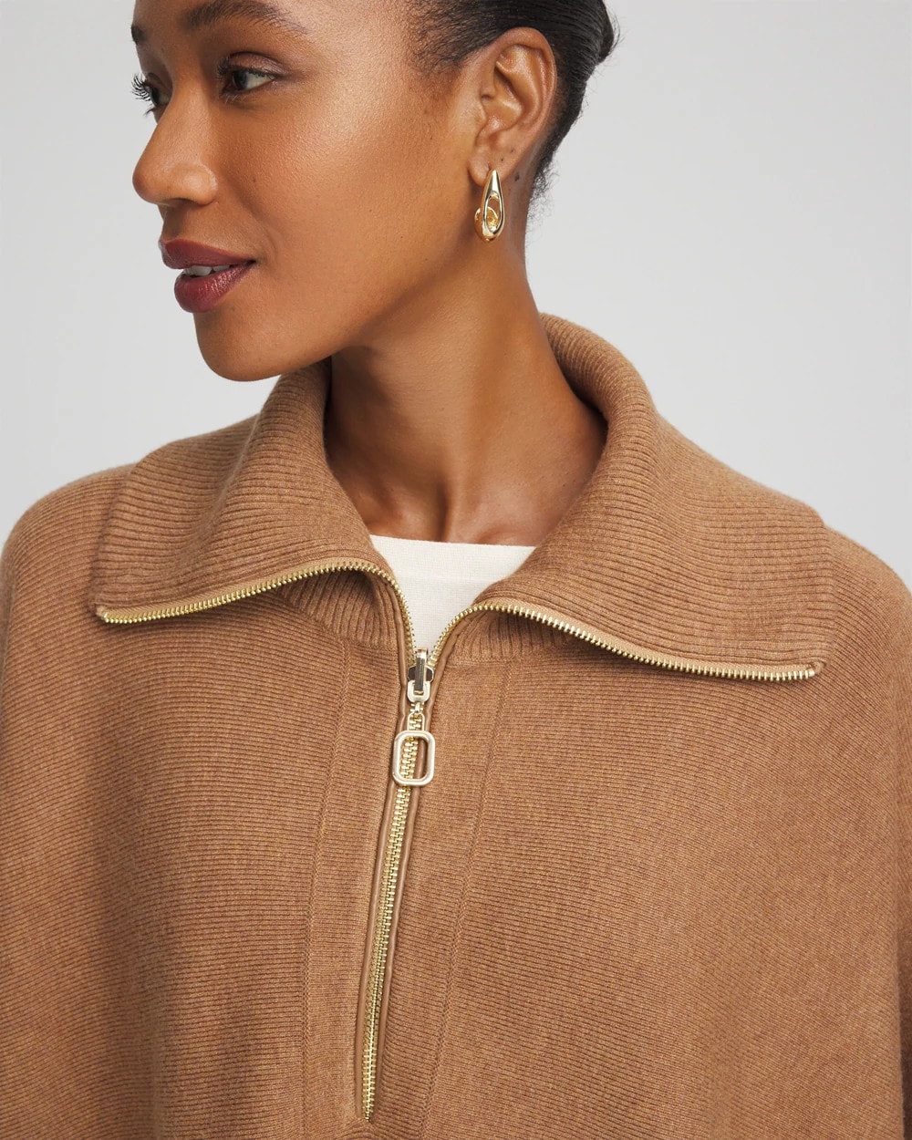 Cashmere-Blend Pullover Sweater Poncho