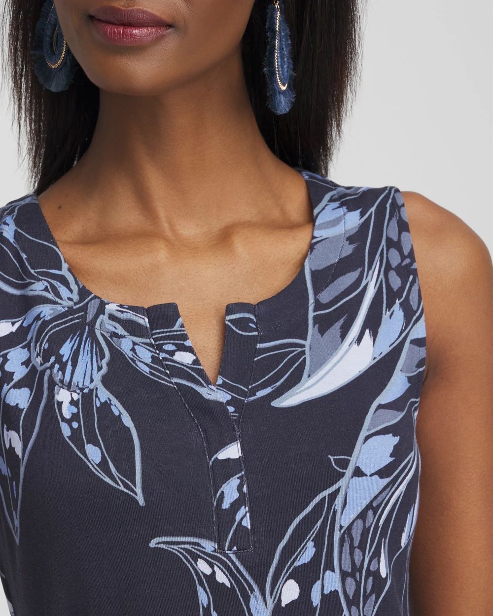 Floral Notch Neck Tank