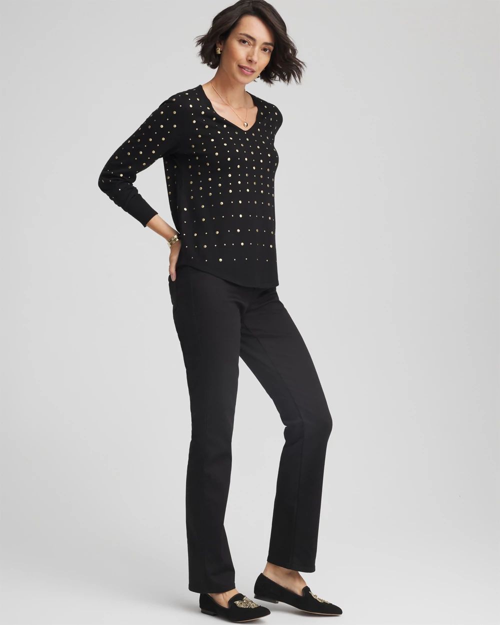 Pull-On Straight-Leg Jeans