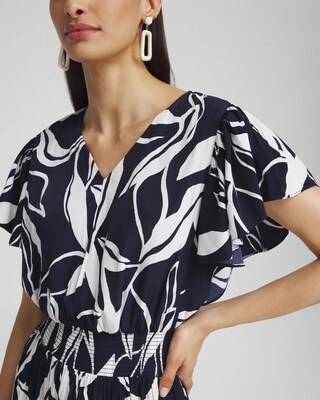 Leaves Smock Waist Tiered Maxi Dress