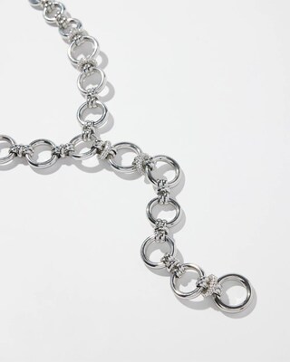 Silver Tone Links Y-necklace