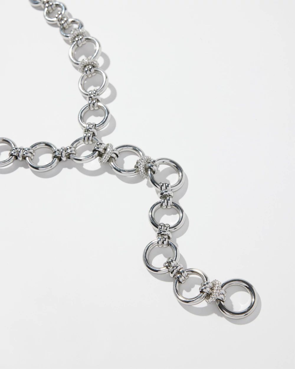 Silver Tone Links Y-necklace