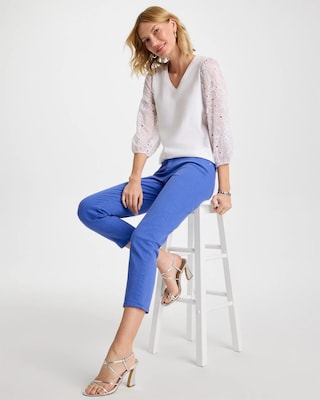 Floral Eyelet Sleeve Tee click to view larger image.