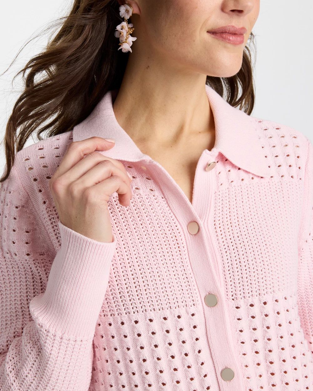 Textured Button-Front Cardigan