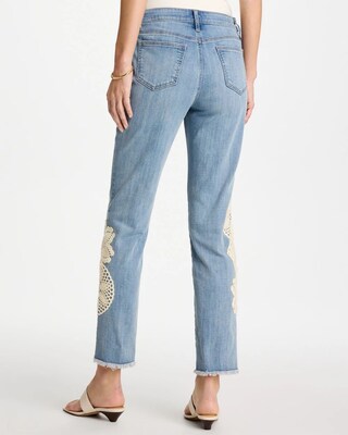 Girlfriend Slim Crochet Fray Ankle Jeans click to view larger image.