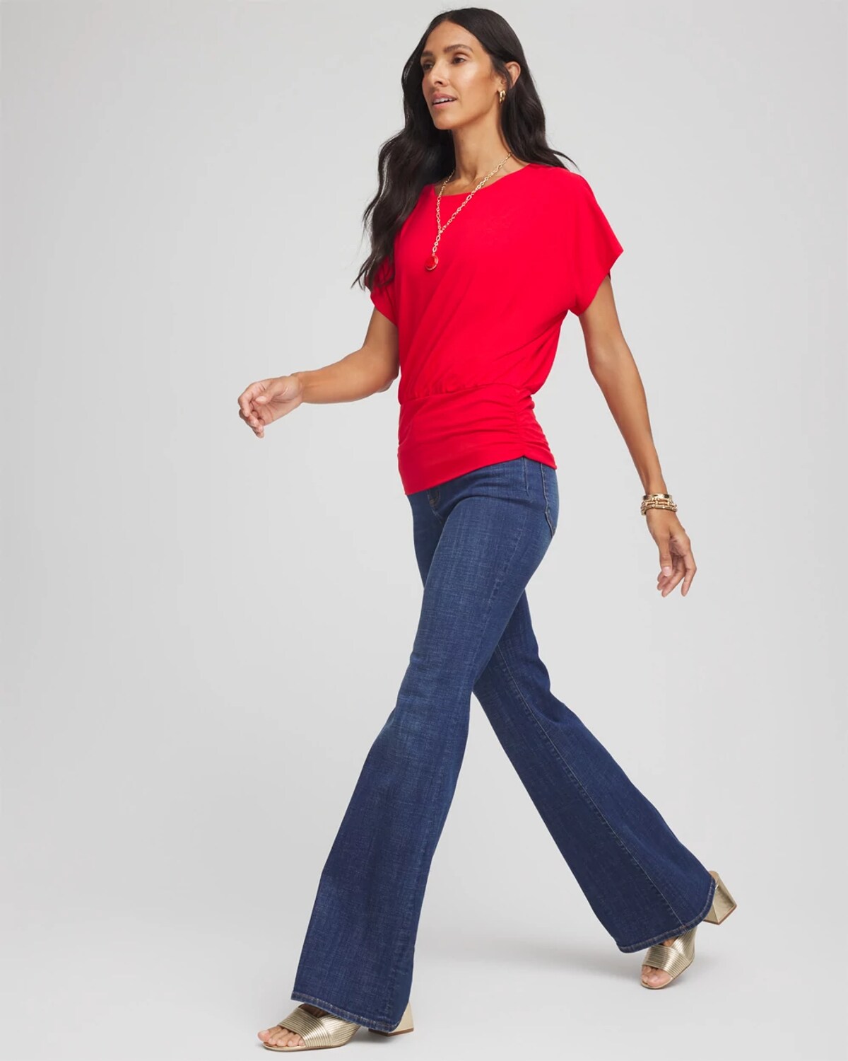 Chico's Touch Of Cool Ruched Banded Hem Top In