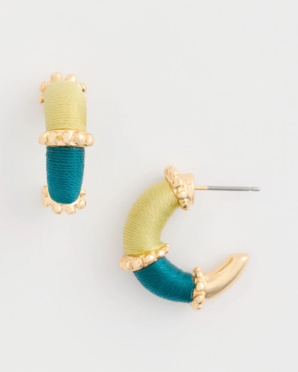 Goldtone Two-Tone Threaded Hoop Earrings