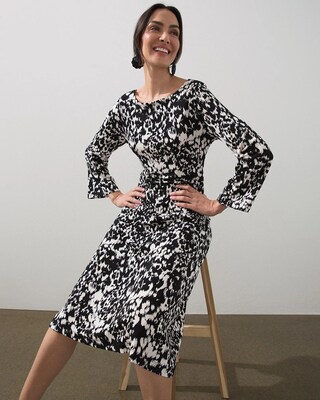 Travelers Print Bell Sleeve Dress