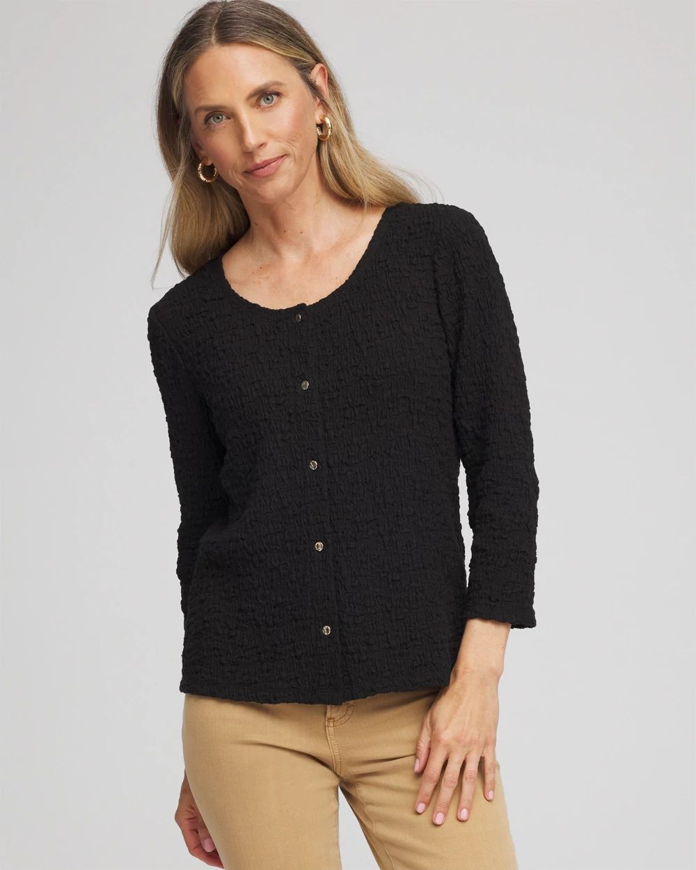 Textured Scoopneck Cardigan